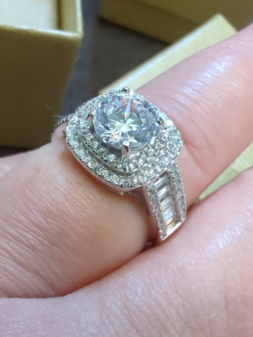 Diamond-Style Halo Engagement Ring - White Crystal